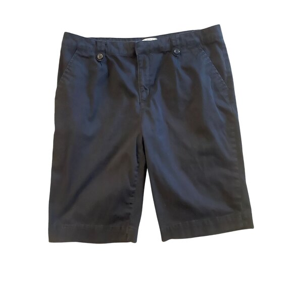 Vintage black walking bermuda shorts 100% cotton Joseph A button detail Y2K - Picture 1 of 6